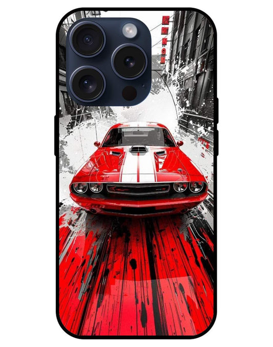 Sports Car Mustang Glossy Glass Back Cover