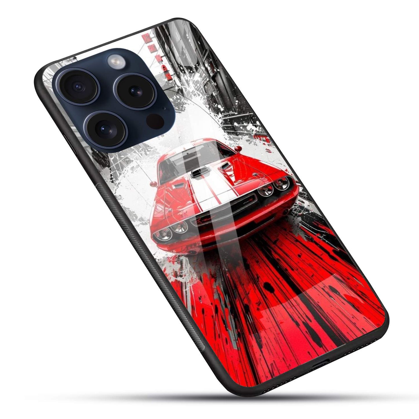 Sports Car Mustang Glossy Glass Back Cover