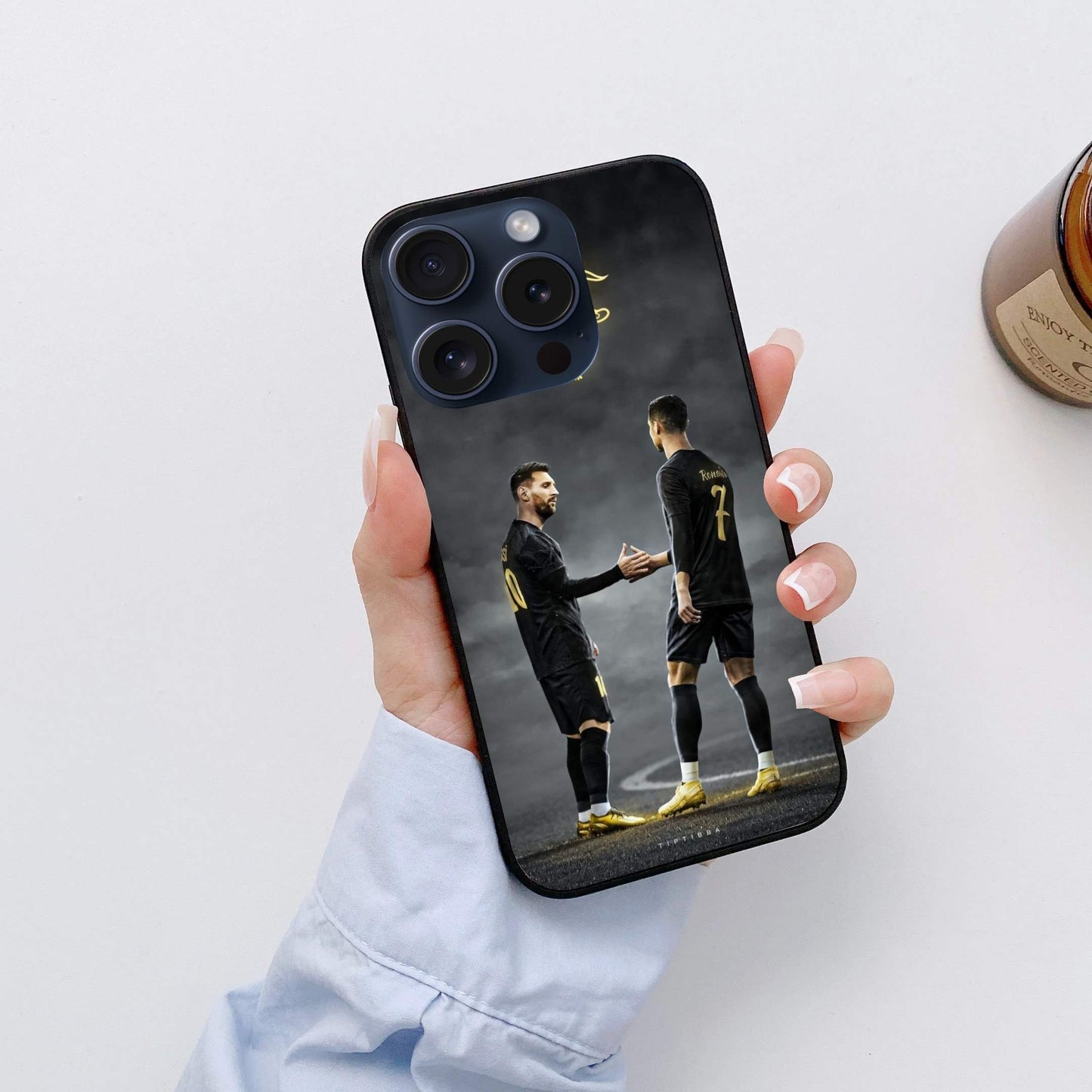 Messi and Ronaldo Glossy Glass Back Cover