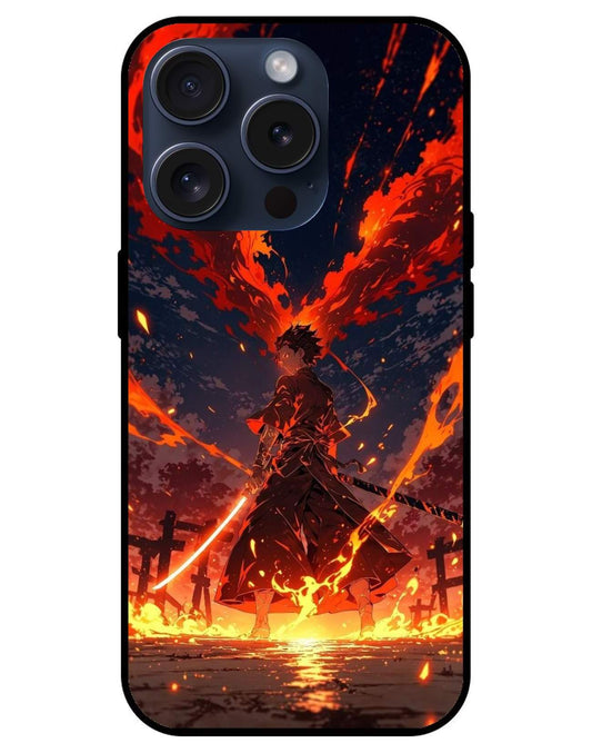 Tanjiro Flame Demon Slayer Glossy Glass Back Cover