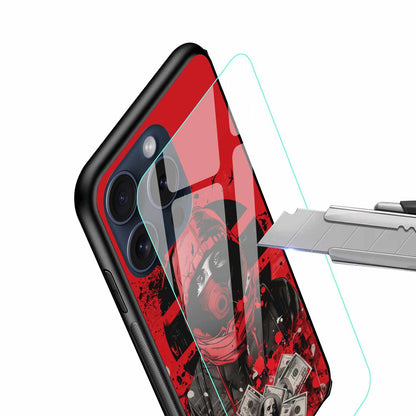 Red Masked Money Heist Style Case – Bold Graphic  Original Glass Cover