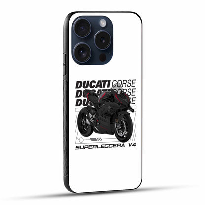 Ducati Superleggera V4 Original Glass Cover – Sleek Black Sportbike with Corse Graphics