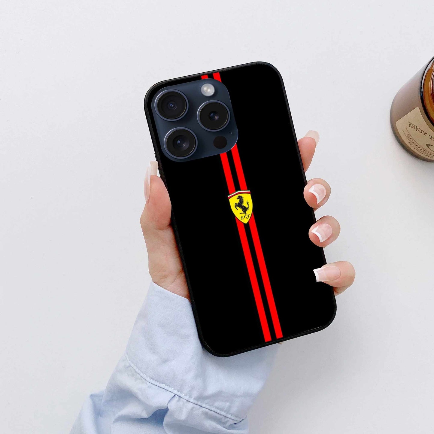Ferrari Logo Red And Black Edition Original Glass Cover