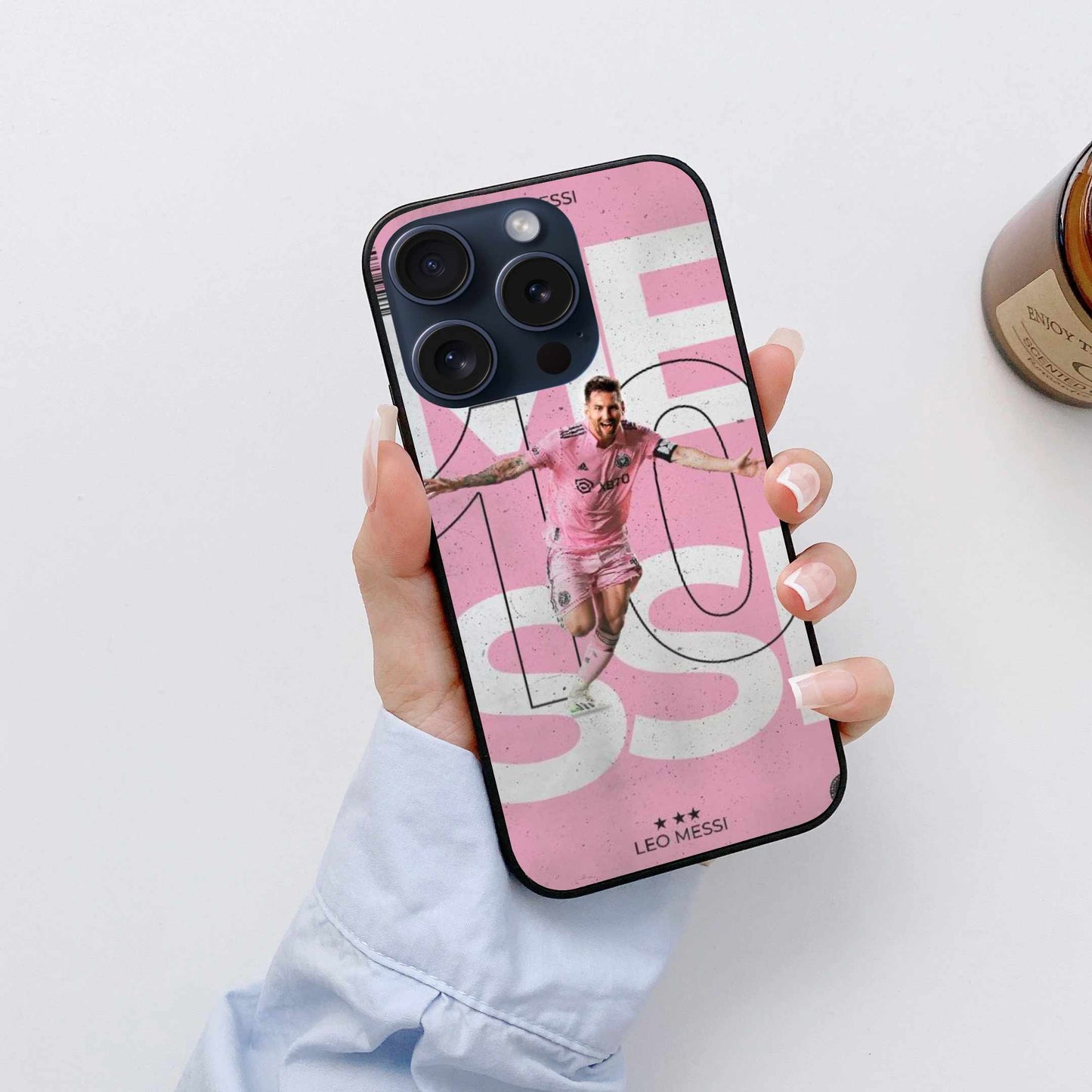 Messi Celebrating In Pink Design Original Glass Cover