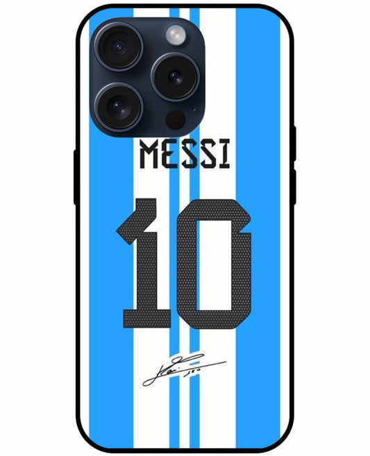 Messi Blue And White Striped Edition Original Glass Cover