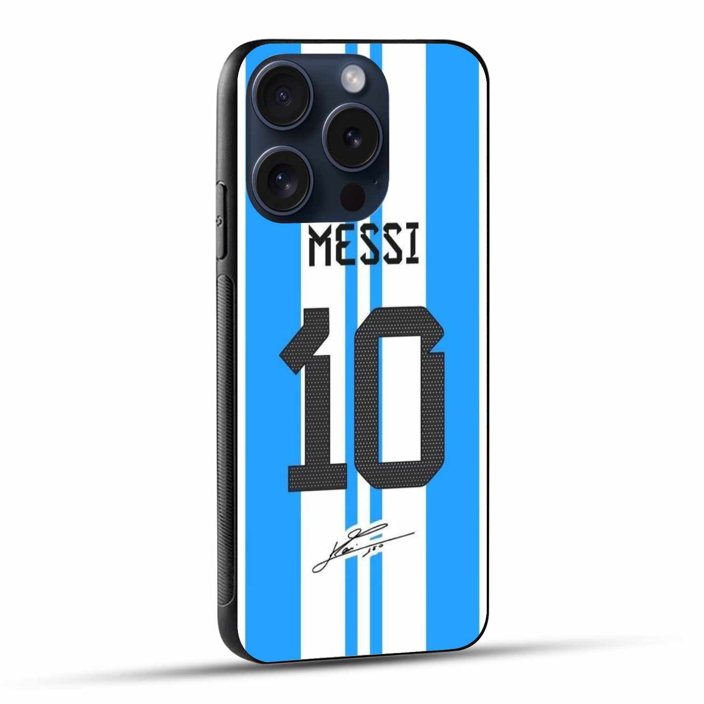 Messi Blue And White Striped Edition Original Glass Cover
