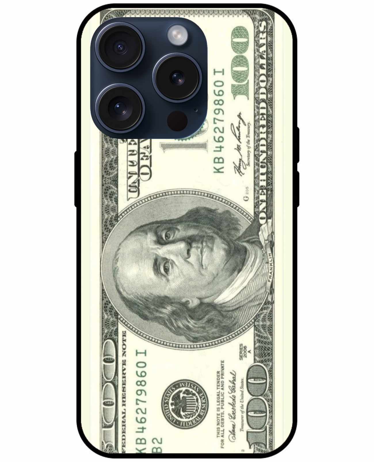 One Hundred Dollar Bill Pattern Money Design Original Glass Cover