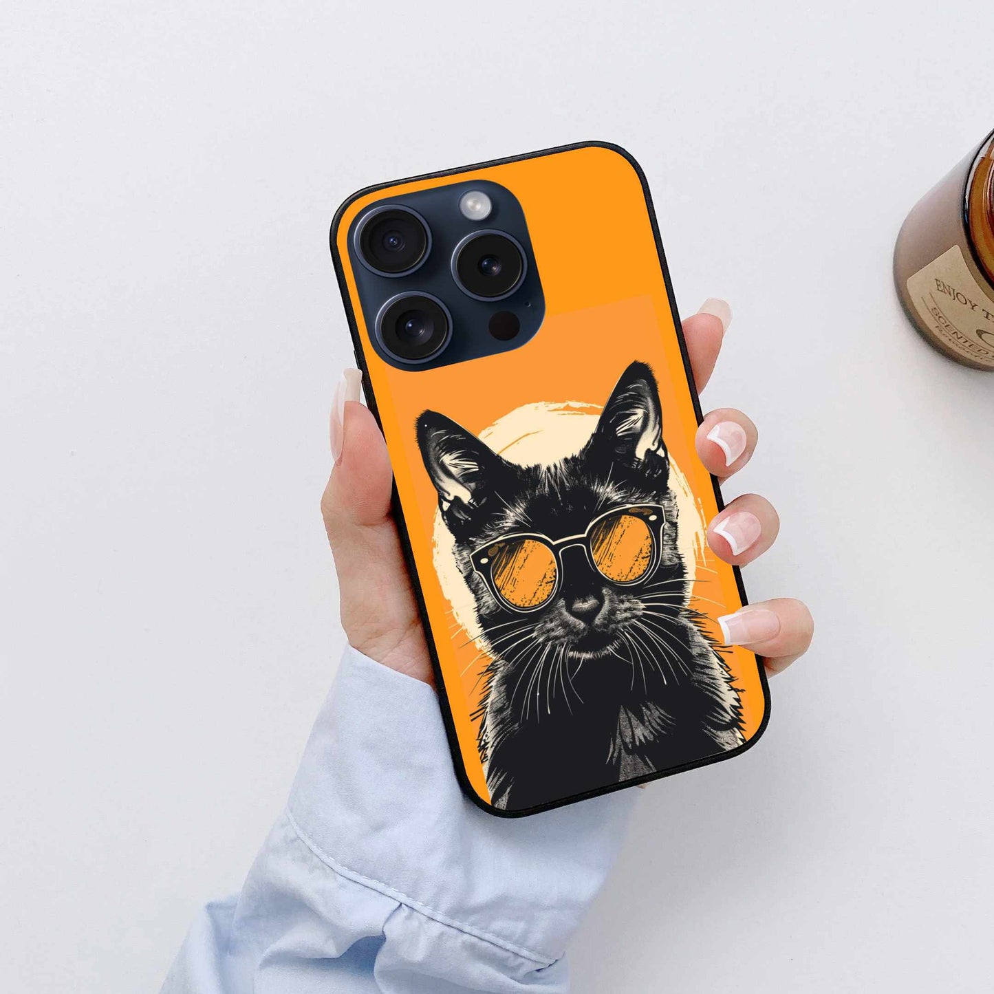 Cat With Yellow Goggles And Bright Background  Original Glass Cover