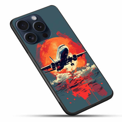 Skyfire Flight  – Jet Over Fiery Sunset Ocean  Original Glass Cover