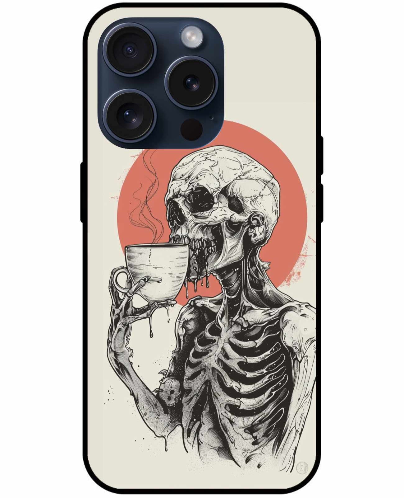 The Skeleton Having A Drink Original Glass Cover