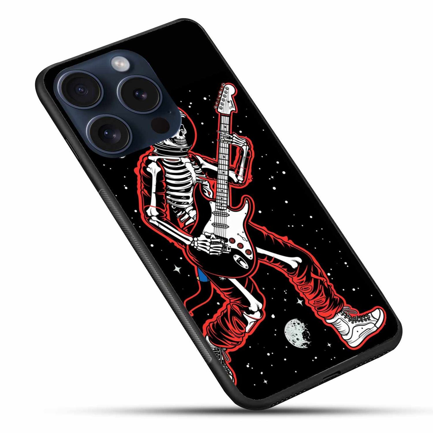 The Rockstar Skeleton Rocking In Space  Original Glass Cover