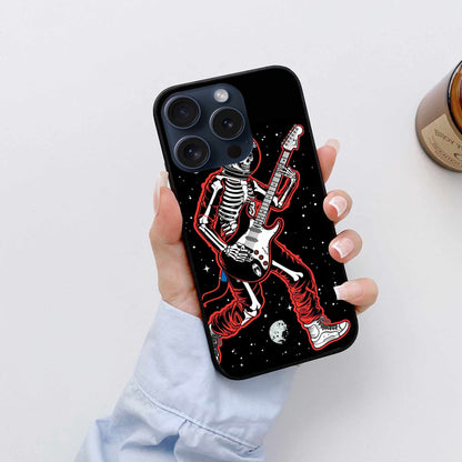 The Rockstar Skeleton Rocking In Space  Original Glass Cover