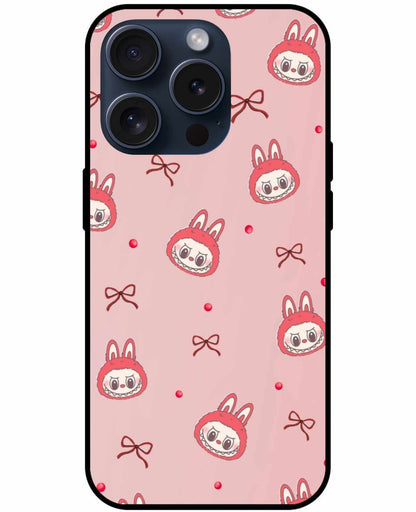Pink Labubu Face With Ribbon Original Glass Cover