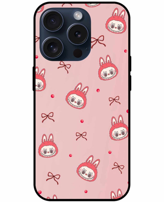 Pink Labubu Face With Ribbon Original Glass Cover