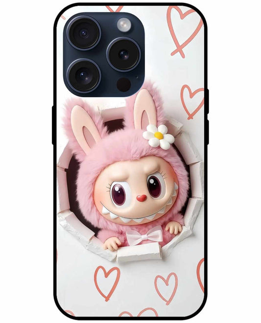The Labubu On A White Background With Hearts Original Glass Cover
