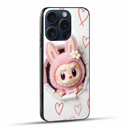 The Labubu On A White Background With Hearts Original Glass Cover