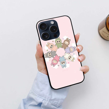 Multi Color Labubus On A Pink Background Original Glass Cover
