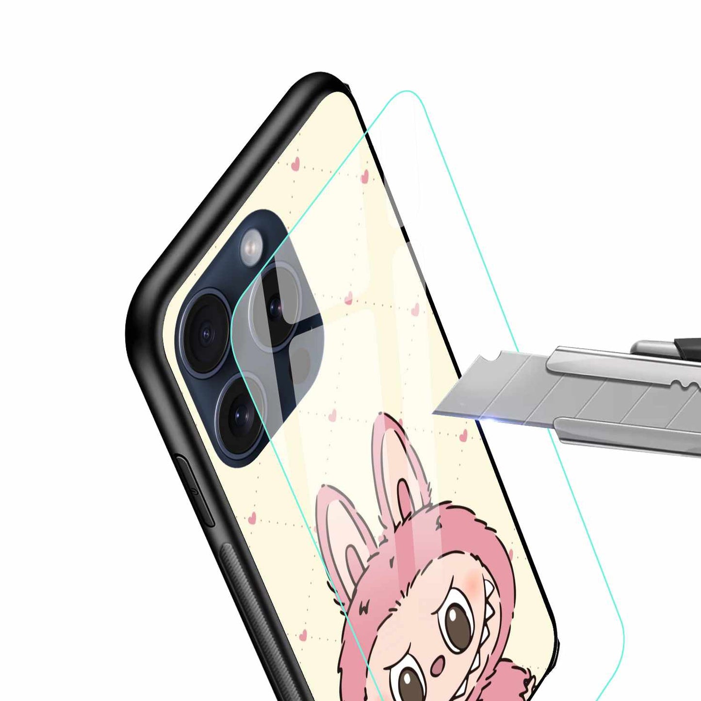 Cute & Quirky Labubu on Cream Background Original Glass Cover