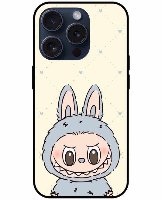 Adorable Grey Labubu Design with Hearts Original Glass Cover