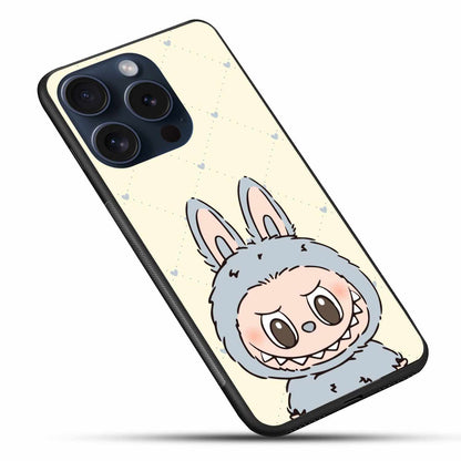 Adorable Grey Labubu Design with Hearts Original Glass Cover