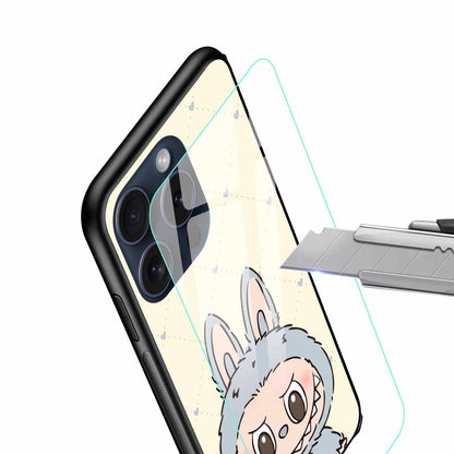 Adorable Grey Labubu Design with Hearts Original Glass Cover