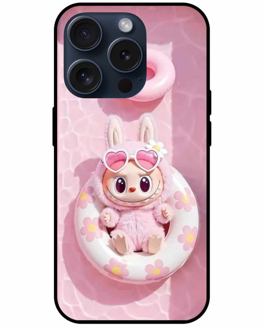 The Pinkest Labubu Doll Ever In Pool  Original Glass Cover