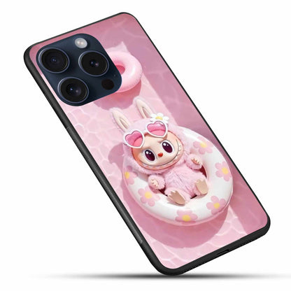 The Pinkest Labubu Doll Ever In Pool  Original Glass Cover