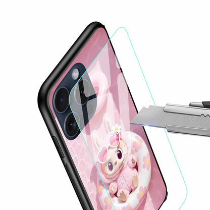 The Pinkest Labubu Doll Ever In Pool  Original Glass Cover