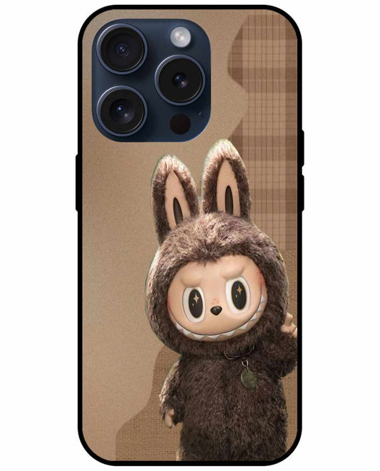3D Furry Labubu in Brown Textured Style Original Glass Cover