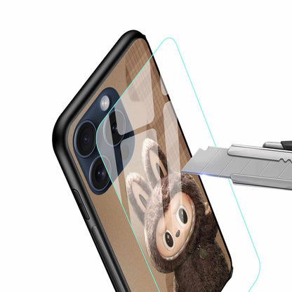 3D Furry Labubu in Brown Textured Style Original Glass Cover