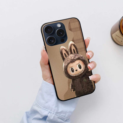 3D Furry Labubu in Brown Textured Style Original Glass Cover