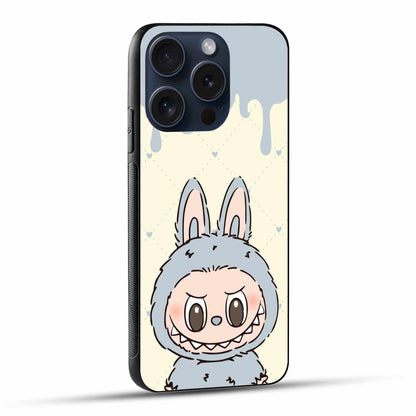 Grey Labubu On Melting Background With Hearts Original Glass Cover