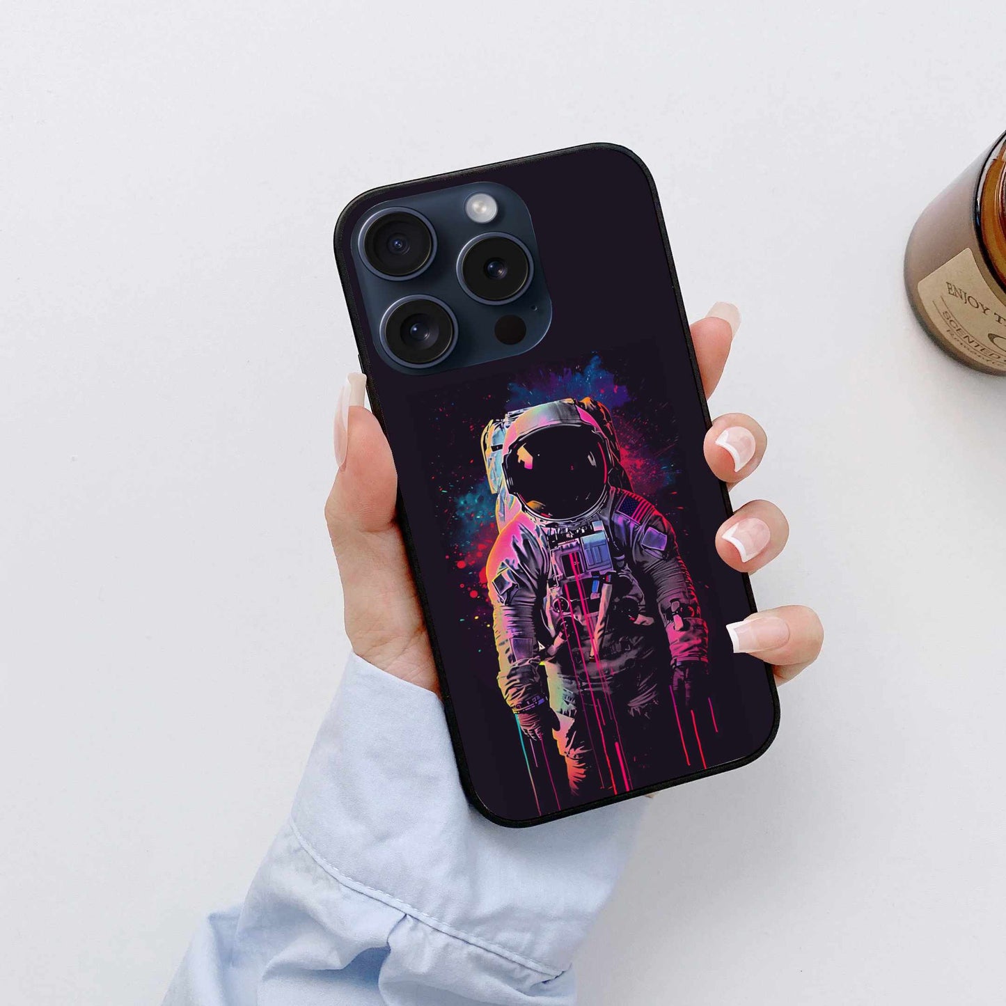 Neon Space Astronaut Case – Futuristic Galaxy Art Original Glass Cover