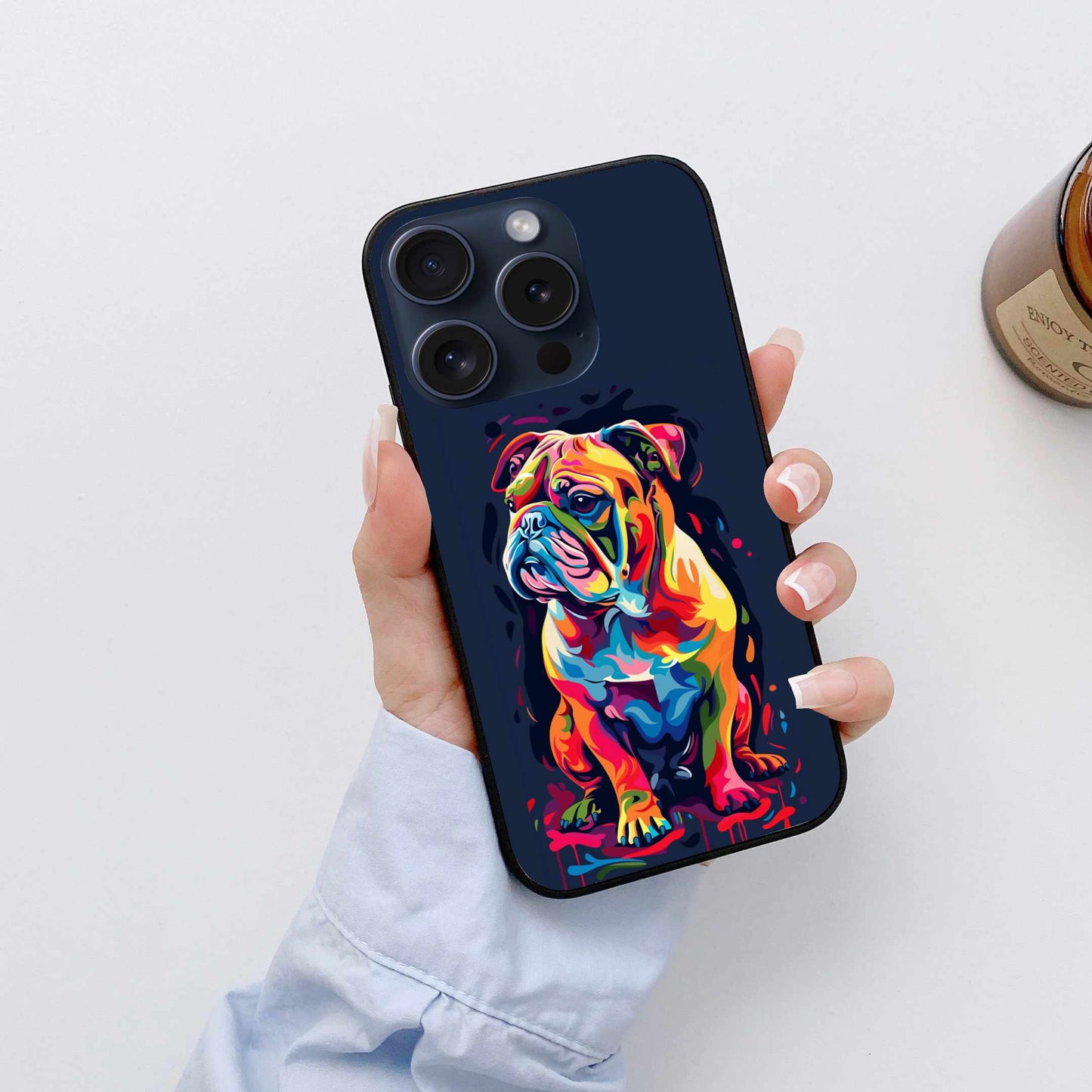 Bulldog Colorfull  Art Original Glass Cover