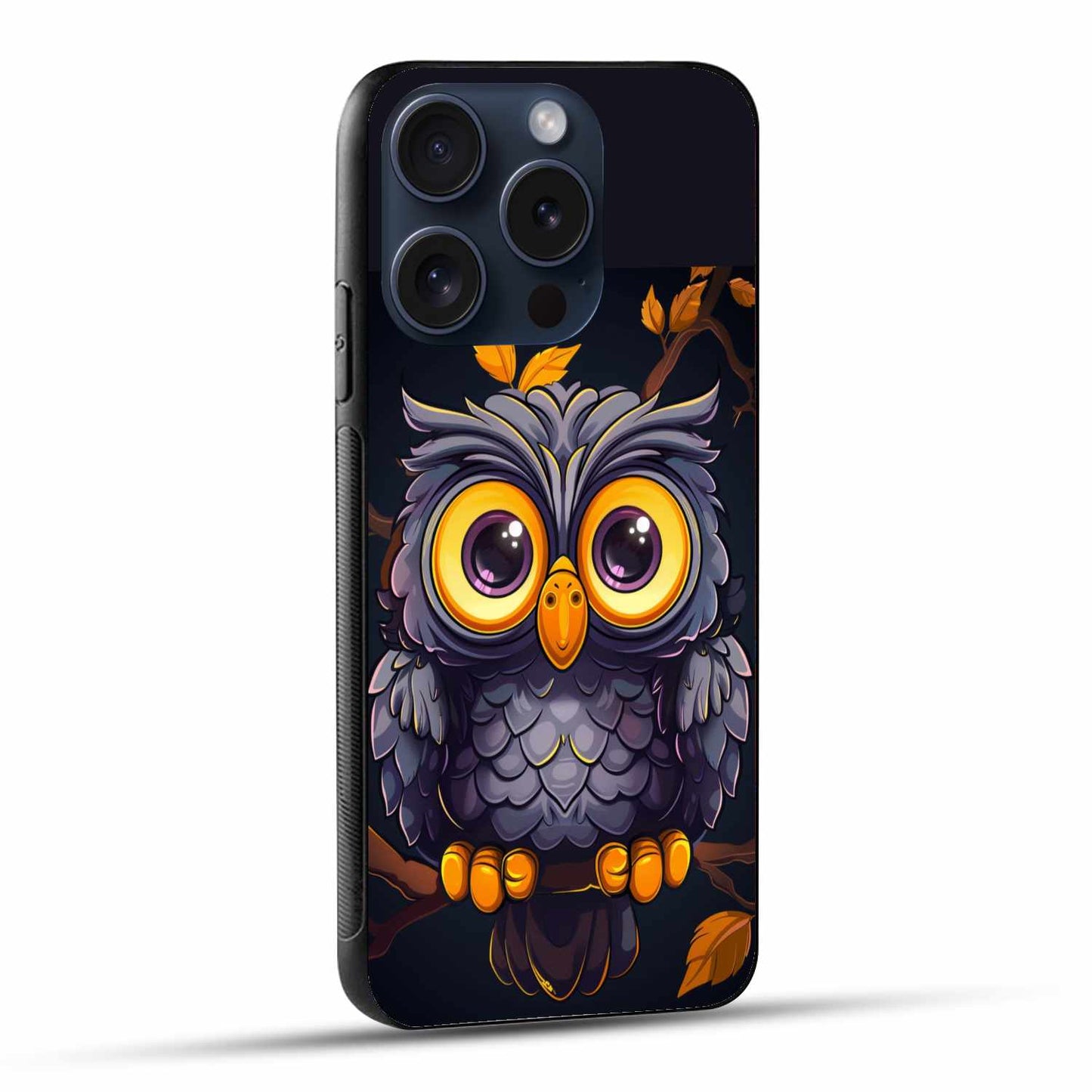 Cute Big-Eyed Owl Case – Cartoon Style  Original Glass Cover