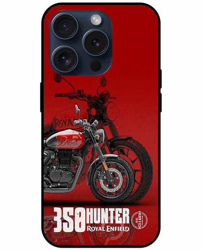 Royal Enfield Hunter 350 iPhone Original Glass Cover – Bold Red Classic Edition