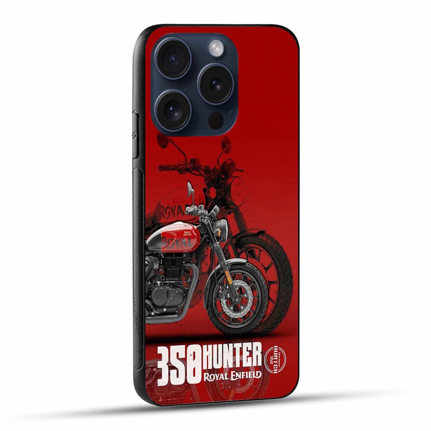 Royal Enfield Hunter 350 iPhone Original Glass Cover – Bold Red Classic Edition