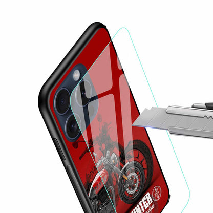 Royal Enfield Hunter 350 iPhone Original Glass Cover – Bold Red Classic Edition