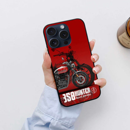 Royal Enfield Hunter 350 iPhone Original Glass Cover – Bold Red Classic Edition