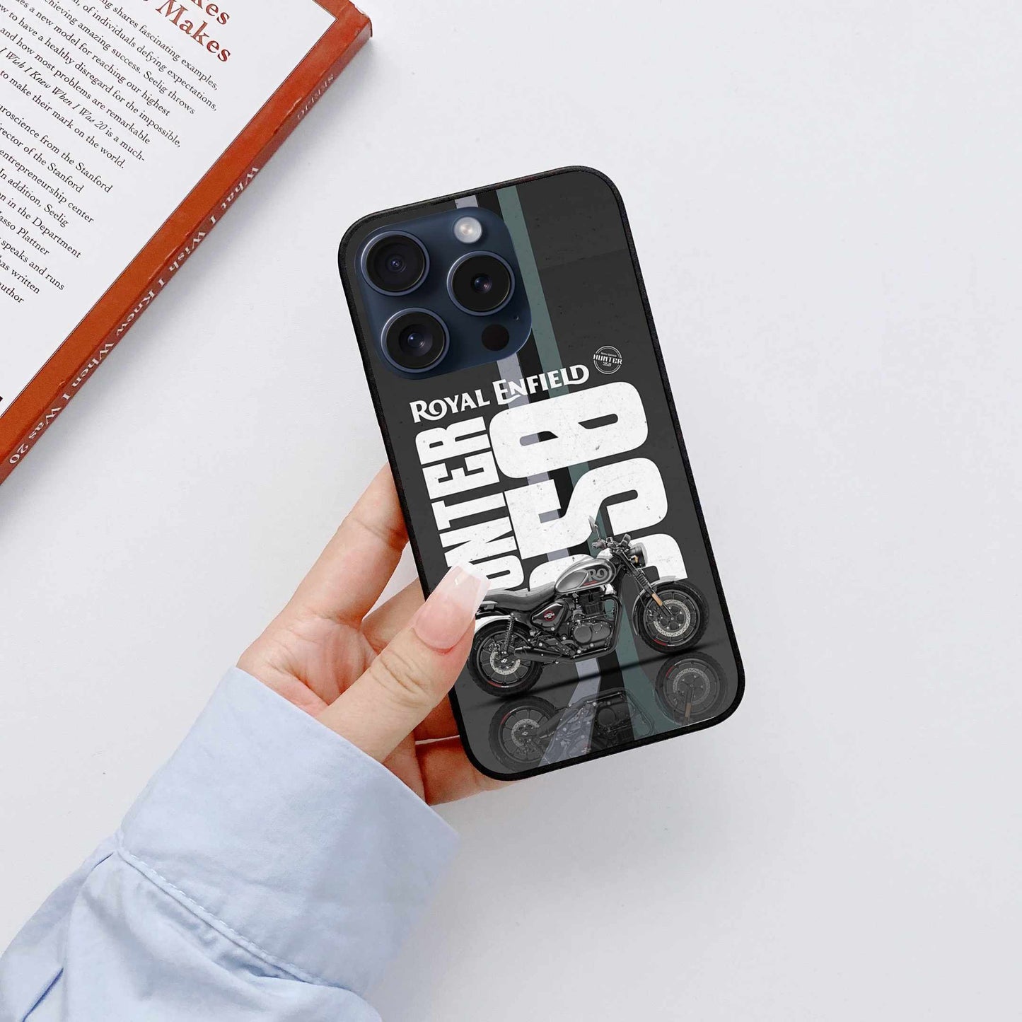 Royal Enfield Hunter 350 iPhone Original Glass Cover  – Classic Ride Edition