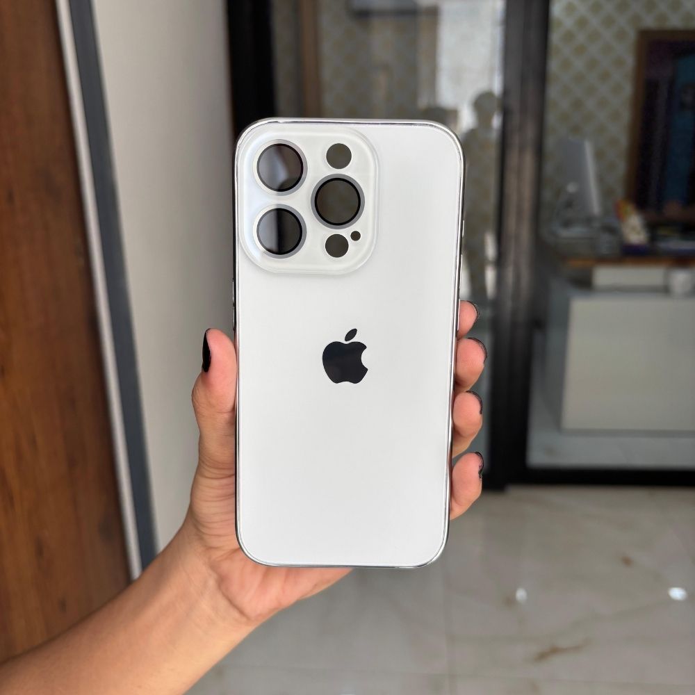 Premium Chrome Finish Bumper iPhone Case -Original Unbreakable Glass Back with Lens Protection