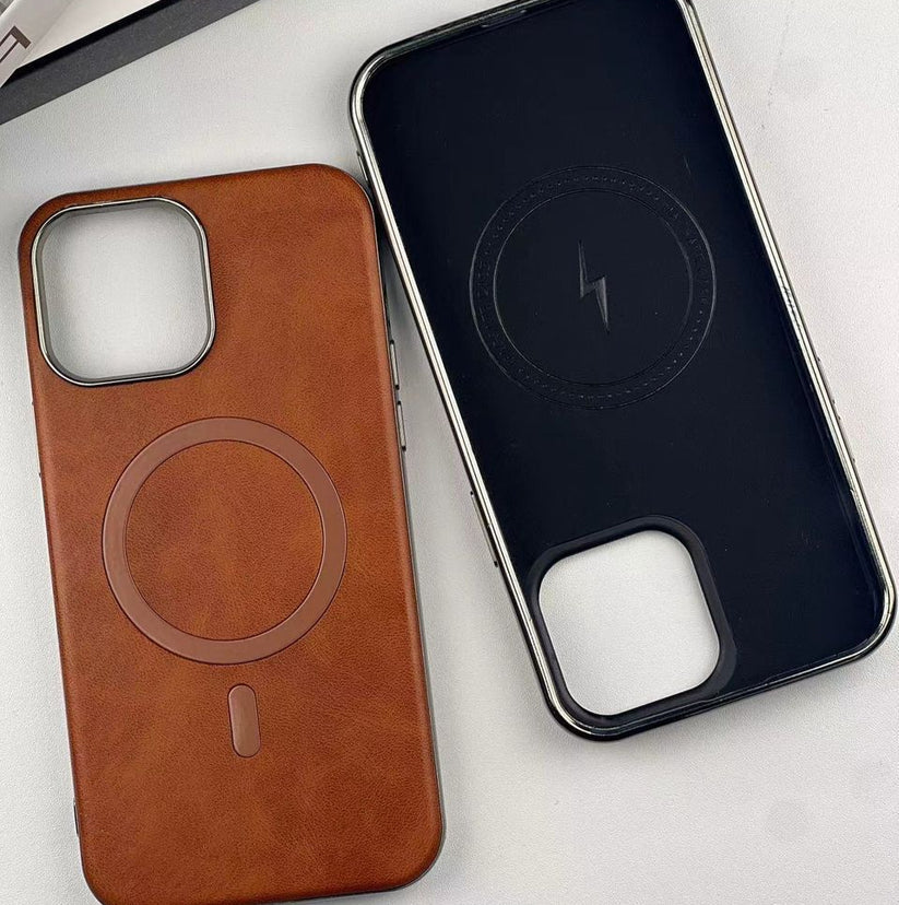 Luxury Leather Texture Magnetic Phone Cover - iPhone 15