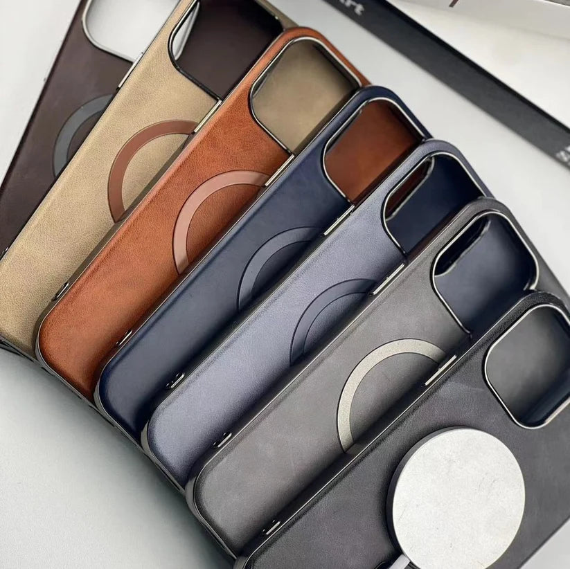 Luxury Leather Texture Magnetic Phone Cover - iPhone 15