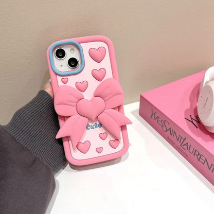 Cute 3D Bow Silicone Case for iPhone – Soft, Shockproof & Stylish