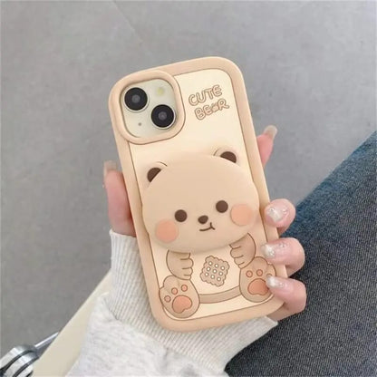 Cute 3D Bear  Silicone Case for iPhone – Soft, Shockproof & Stylish