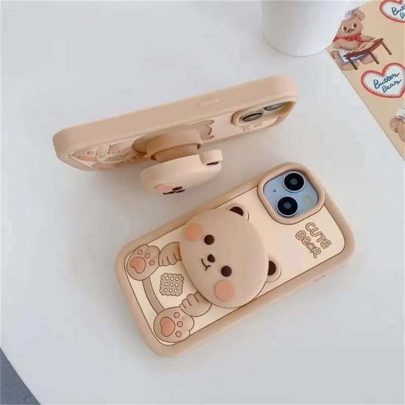 Cute 3D Bear  Silicone Case for iPhone – Soft, Shockproof & Stylish