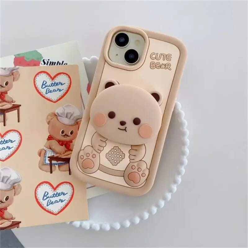 Cute 3D Bear  Silicone Case for iPhone – Soft, Shockproof & Stylish