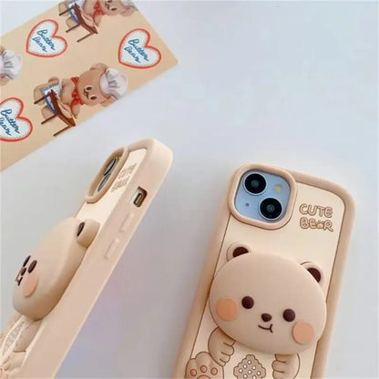 Cute 3D Bear  Silicone Case for iPhone – Soft, Shockproof & Stylish