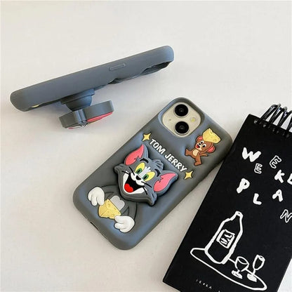 Cute 3D Tom And Jerry Silicone Case for iPhone – Soft, Shockproof & Stylish