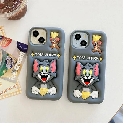 Cute 3D Tom And Jerry Silicone Case for iPhone – Soft, Shockproof & Stylish